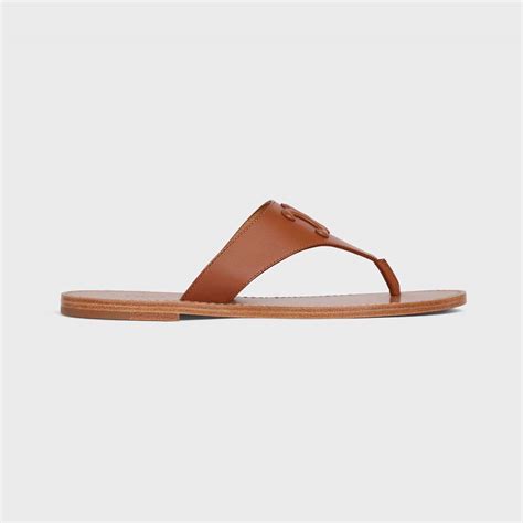 celine triomphe flat thong in calfskin tan|SANDALS WOMEN .